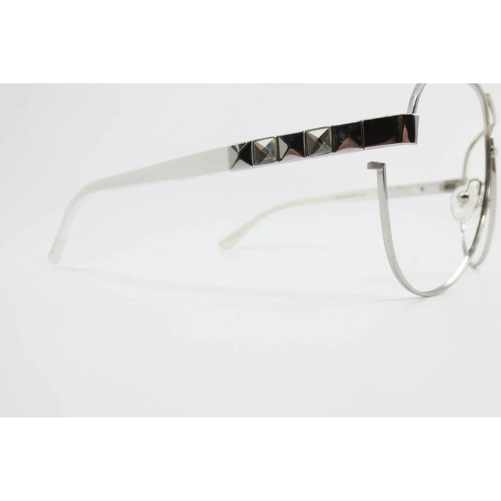 Guess GU 7279 SI-35 Silver White Aviator Eyeglass Frames 66-11-135 Studded Arms